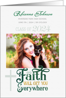 Graduation Ceremony Religious Christian Theme Green Photo 2024 card