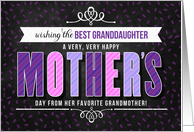 For Granddaughter from Grandmother on Mother’s Day in Purple card