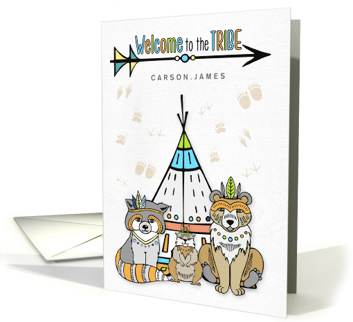 Adoption Announcement Welcome to the Tribe Bohemian Custom card
