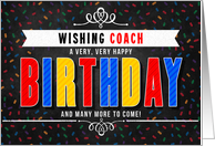 for Coach Colorful Chalkboard Birthday Typography card
