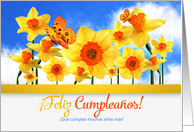 Spanish Birthday with Daffodil Garden and Butterflies card