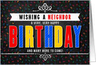 for Neighbor Colorful Chalkboard Birthday Typography card