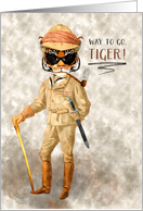 Way to Go Tiger Congratulations with Hipster Tiger in Safari Outfit card