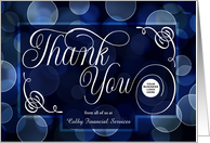 Logo Business Thank You in Blue Bokeh Custom Blank card