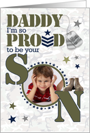 for Daddy’s Birthday from Son Military Theme with Photo card