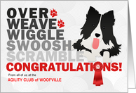 Dog Agility Congratulations Border Collie with Custom Name card