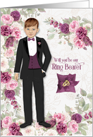 Ring Bearer Wedding Party Request Plum Ranunculus card