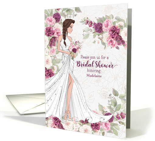 Bridal Shower Invite Bride to Be with Plum Blossoms and Name card