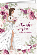 Bridesmaid Thank You Bride with Plum Blossoms Custom card