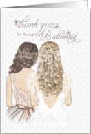 Bridesmaid Thank You Formal Taupe and Winter White card
