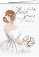 Thank You Bridal Shower Gift with Bouquet in Taupe and White card