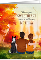Sweetheart Birthday Couple and Dog Scenic View card