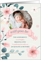 Godparents Request Peach Blossoms with Photo card