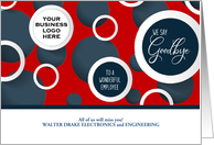 Employee Farewell Red and Navy Circles Business Logo card