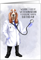 Veterinarian Funny BIrthday Hound Dog Doctor with Stethoscope card