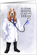 Veterinarian Thank You Funny Hound Dog Doctor with Stethoscope card