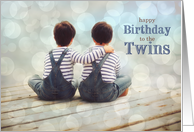 Twin Boys Birthday Young Boys on a Dock Nautical card