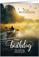 For Boyfriend Birthday Rowing a Kayak on the Lake card
