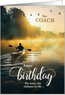 For Coach Birthday Rowing a Kayak on the Lake card