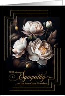 Grandson Sympathy White Magnolia Floral Bouquet on Black card