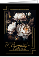 Life Partner Sympathy White Magnolia Floral Bouquet on Black card