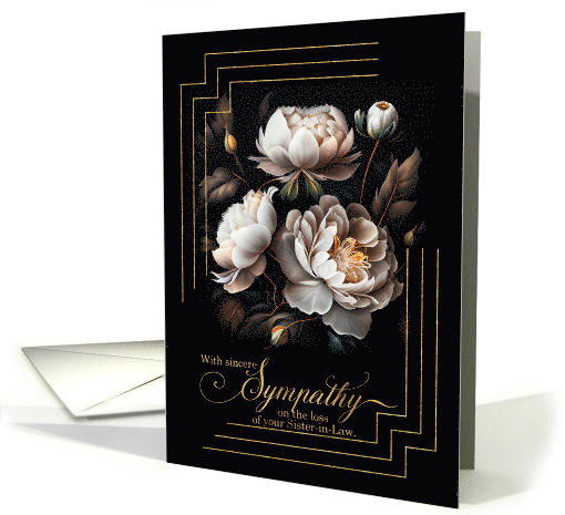 Sister in Law Sympathy White Magnolia Floral Bouquet on Black card