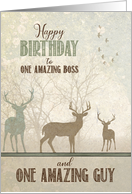 for Boss Birthday Deer in the Woodland Forest card