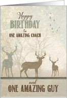 for Coach Birthday Deer in the Woodland Forest card