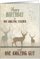 for Teacher Birthday Deer in the Woodland Forest card