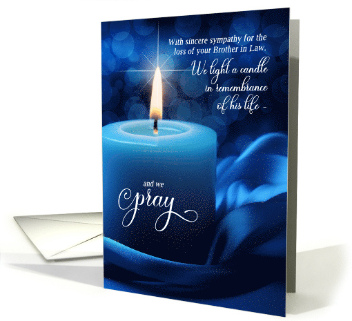 Loss of a Brother in Law Sympathy Blue Candlelight with Prayer card