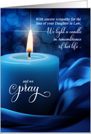 Loss of a Daughter in Law Sympathy Blue Candlelight with Prayer card