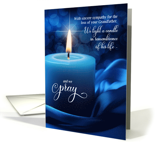 Loss of a Grandfather Sympathy Blue Candlelight with Prayer card