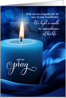 Loss of a Grandfather Sympathy Blue Candlelight with Prayer card
