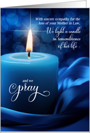 Loss of a Mother in Law Sympathy Blue Candlelight with Prayer card