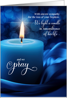 Loss of a Nephew Sympathy Blue Candlelight with Prayer card