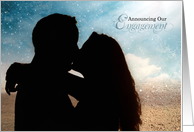 Engagement Announcement Couple Kissing on the Beach card