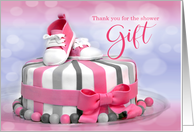 Baby Shower Thank You Pink Striped Cake card