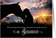 Congratulations Cancer Survivor Cowgirl and Horse card