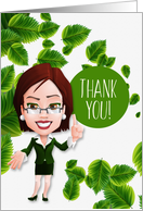 Thank You Businesswoman with Green Leaves card