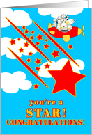 Great Job You’re a Star Cute Animals in a Plane card