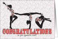 Gymnastics Recital Congratulations Peach and Charcoal card