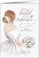 Bridal Shower Invite Bride with Bouquet in Taupe and White Custom card