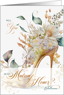 Matron of Honor Request with Custom Name Wedding Shoe card