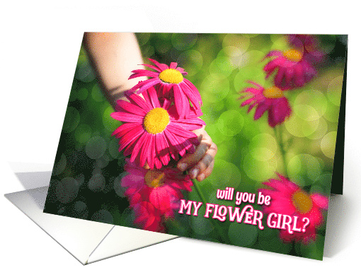 Will You Be My Flower Girl? Girl with Pink Daisies card (597411)