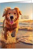 Retirement Announcement with Dog Running on the Beach card