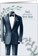 Dad Best Man Request Formal Wedding Tux in Blue card