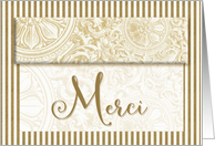 Merci French Thank You Gold and Cream Elegance Blank card