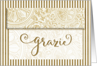 Grazie Italian Thank You Elegance in Gold and Cream Blank card