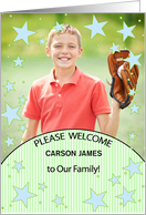 Adoption Announcement Adopted an Older Boy Stars Photo card