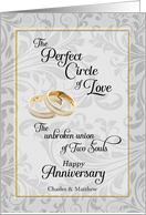 Anniversary for Gay Couple with Gold Wedding Bands card